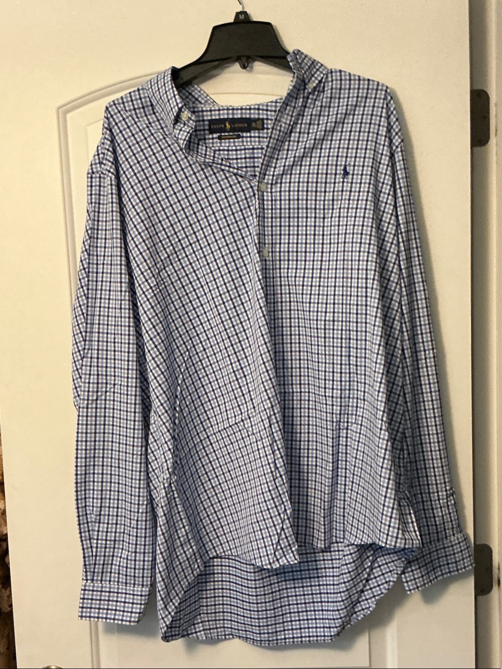 Ralph Lauren Blue and White Windowpane Check Button-Down Shirt